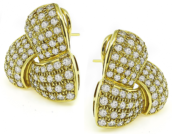Estate 4.00ct Diamond Gold Earrings