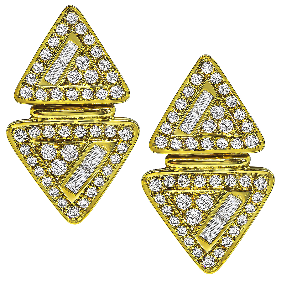 Estate 4.00ct Diamond Gold Earrings