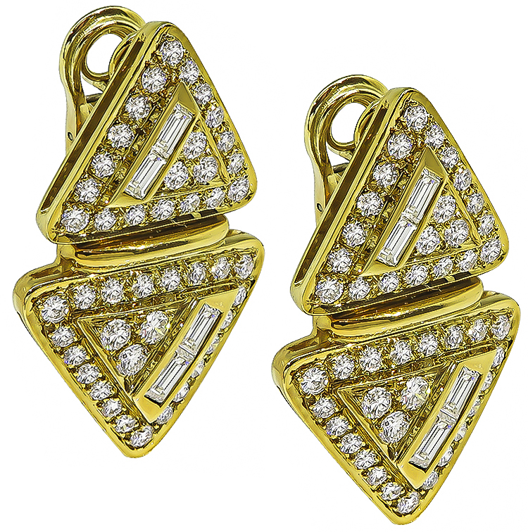 Estate 4.00ct Diamond Gold Earrings