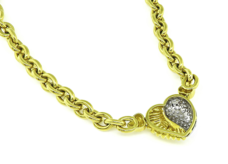 Estate 2.00ct Diamond Gold Heart Necklace