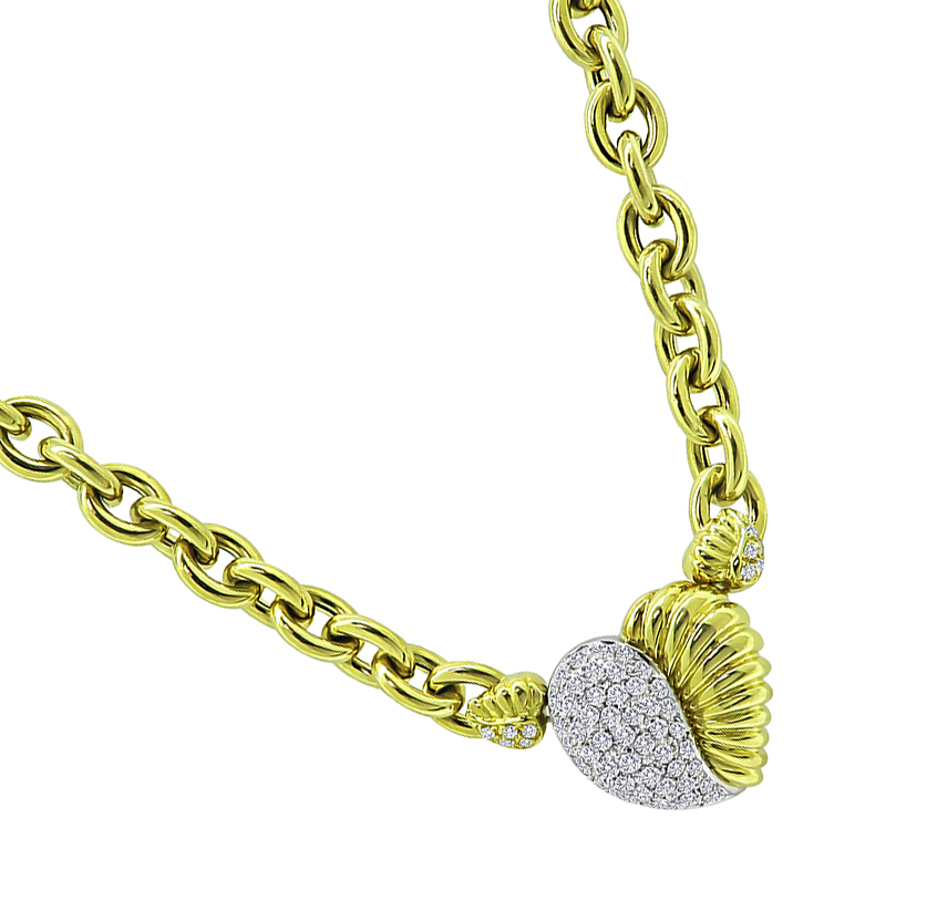 Estate 2.00ct Diamond Gold Heart Necklace