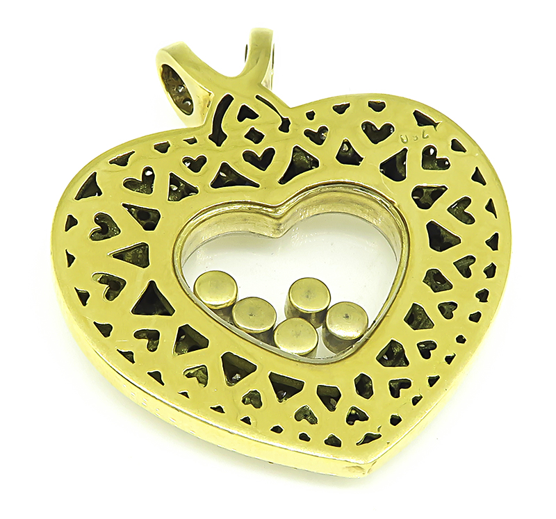 Estate Chopard Style 3.00ct Diamond Sapphire Heart Pendant