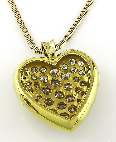 Estate 4.00ct Diamond Gold Heart Pendant Necklace
