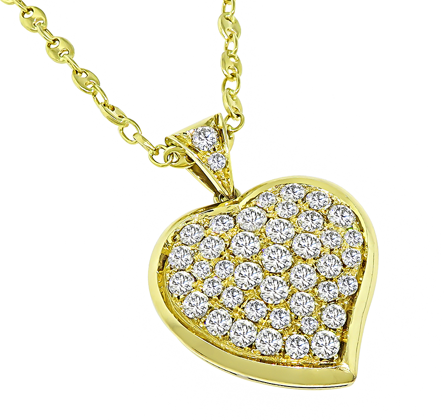 Estate 5.00ct Diamond Gold Heart Pendant Necklace