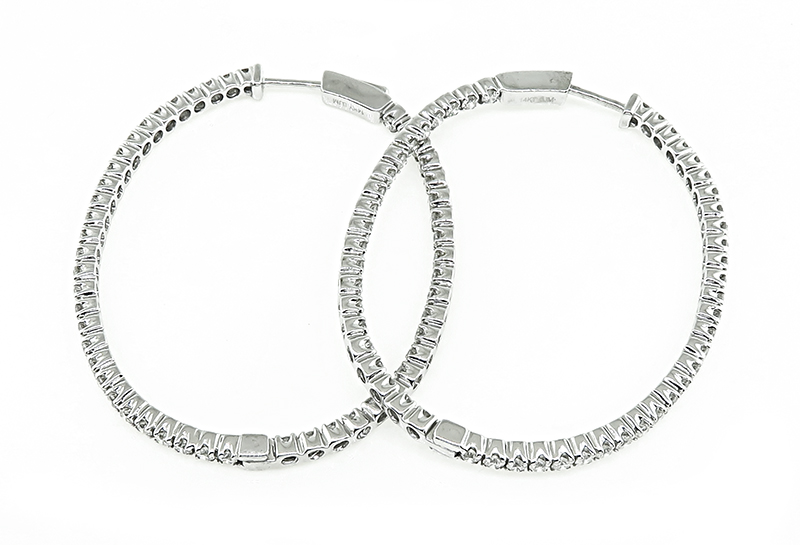 Estate 3.00ct Diamond Hoops Earrings