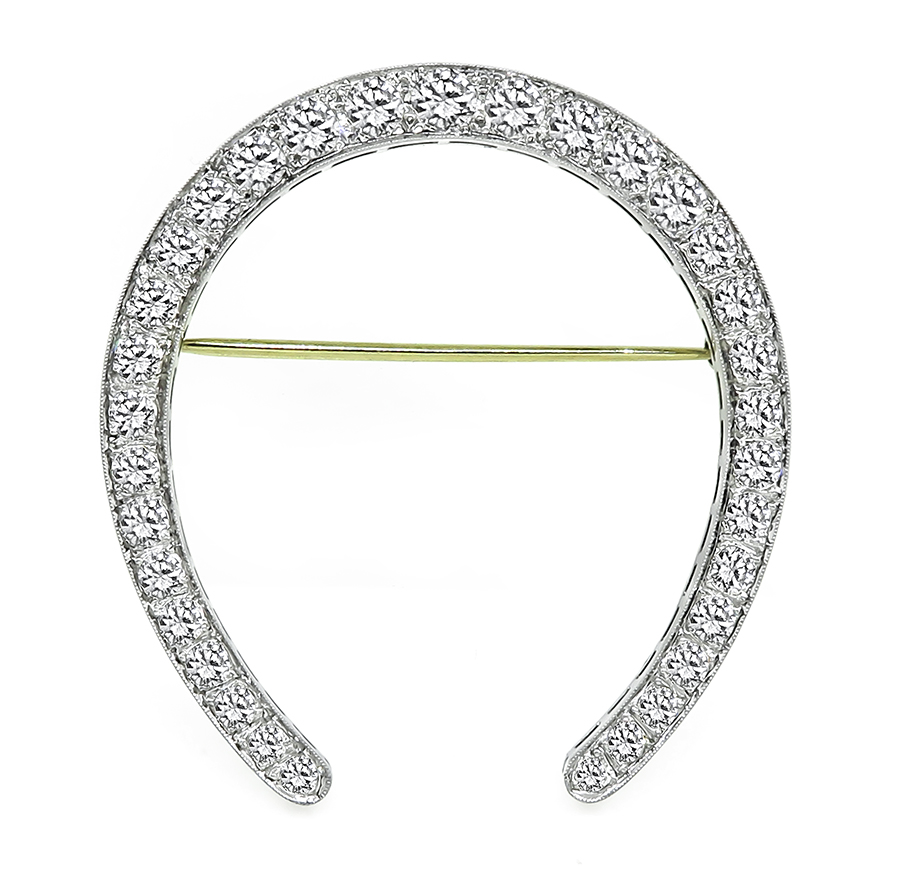 Estate 3.50ct Diamond Horse Shoe Pin