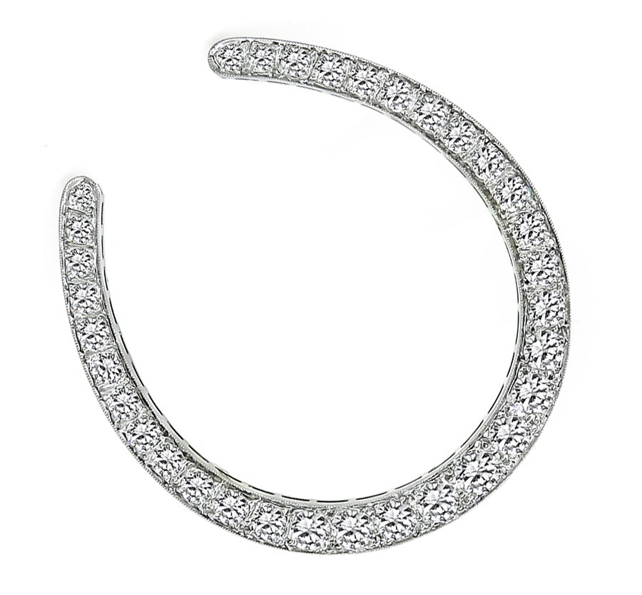 Estate 3.50ct Diamond Horse Shoe Pin