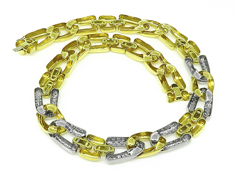 Estate 6.50ct Diamond Two Tone Gold Chain Necklace