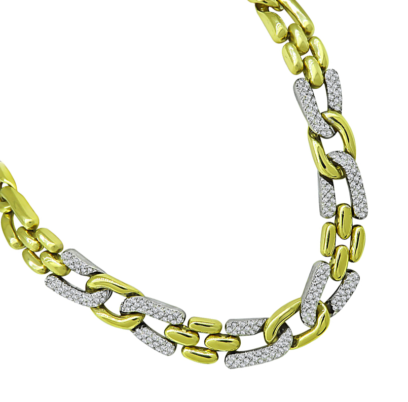 Estate 6.50ct Diamond Two Tone Gold Chain Necklace