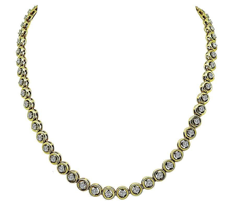 Estate 4.15ct Diamond Tennis Necklace