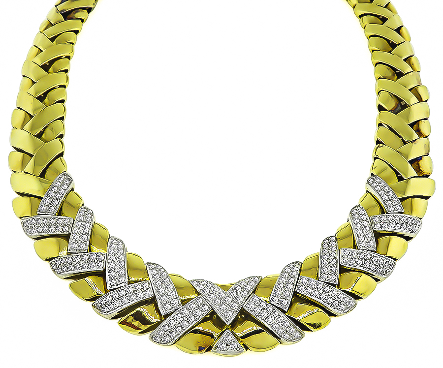 Estate 6.00ct Diamond Two Tone Gold Necklace