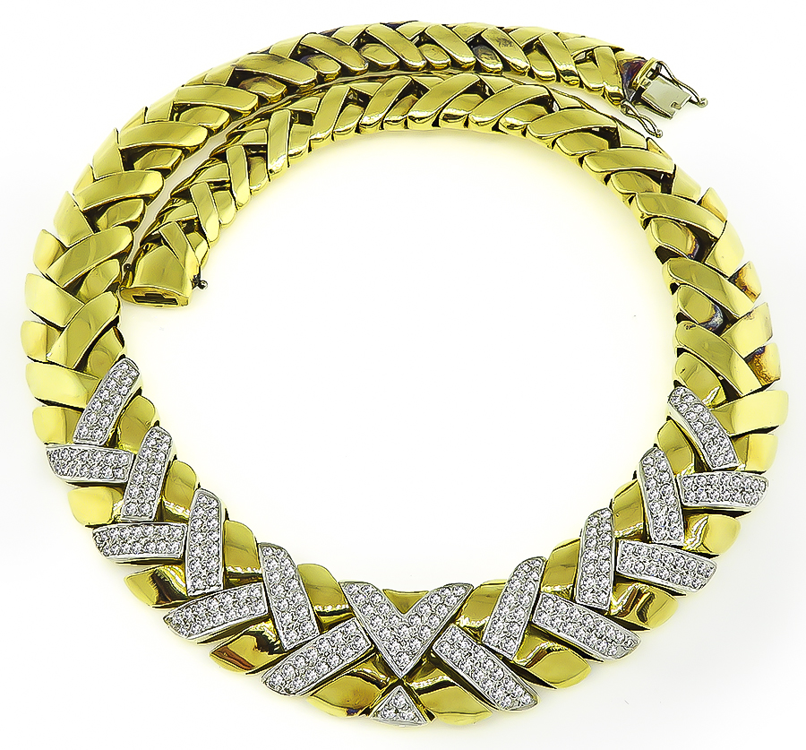 Estate 6.00ct Diamond Two Tone Gold Necklace