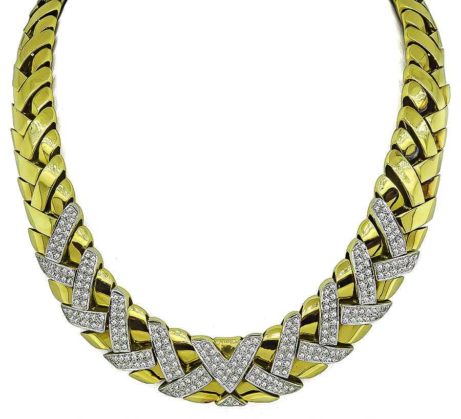 Estate 6.00ct Diamond Two Tone Gold Necklace