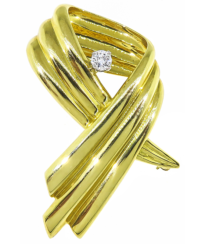 Estate Dankner 0.15ct Diamond Ribbon Pin