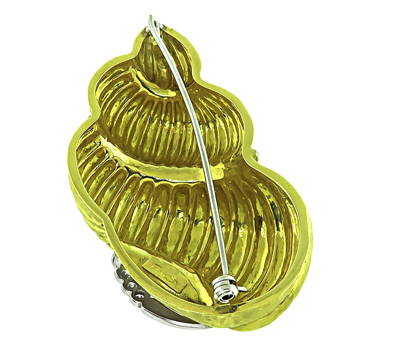 Estate 0.40ct Diamond Gold Snail Pin