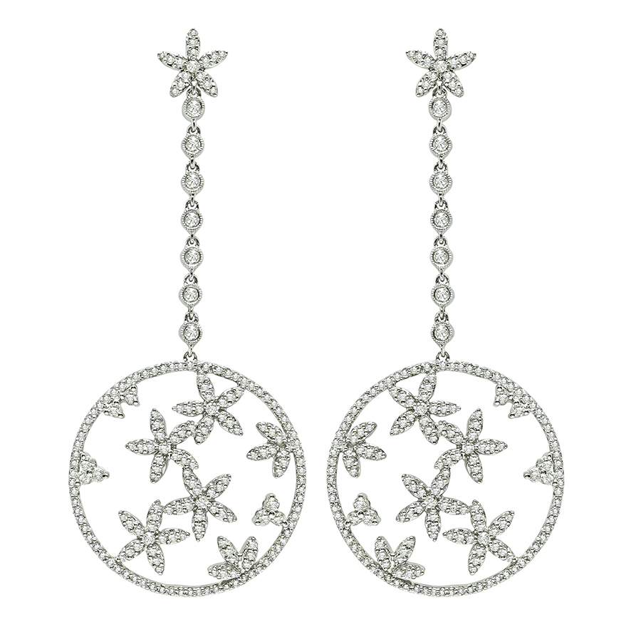 Estate 6.00ct Diamond Gold Star Drop Earrings