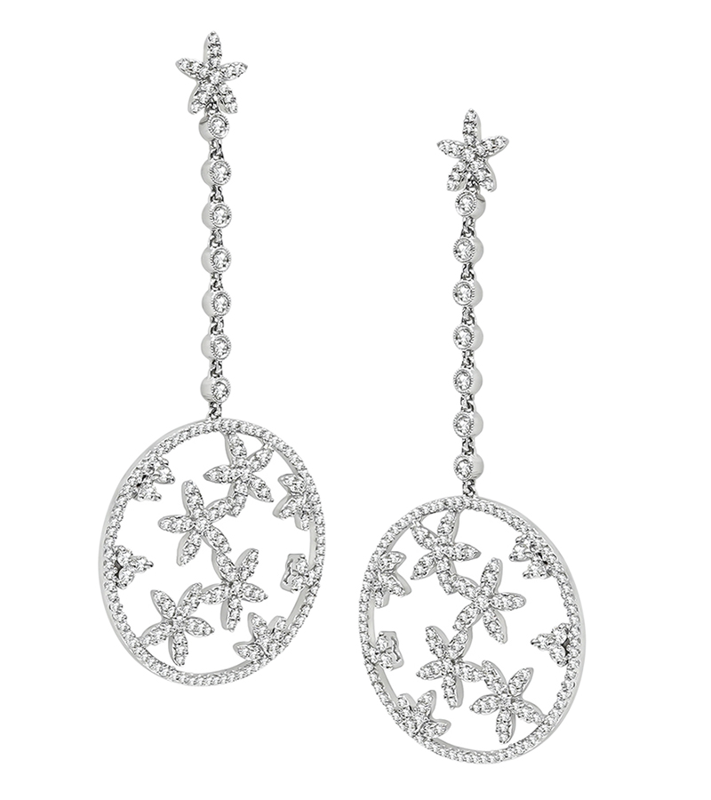 Estate 6.00ct Diamond Gold Star Drop Earrings