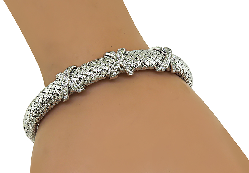 Estate 0.50ct Diamond Weave Bangle