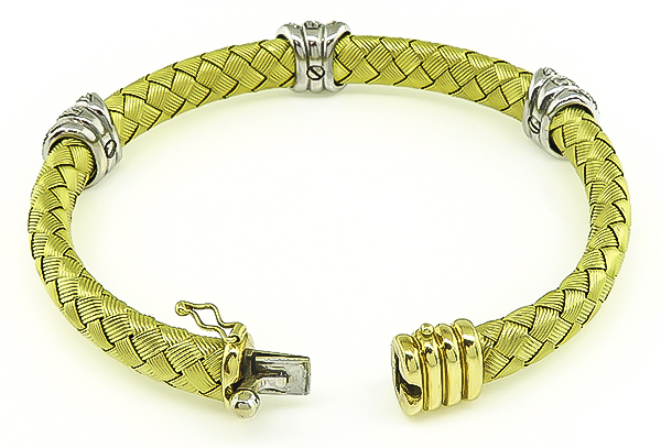 Estate 1.00ct Diamond Gold Weave Bracelet