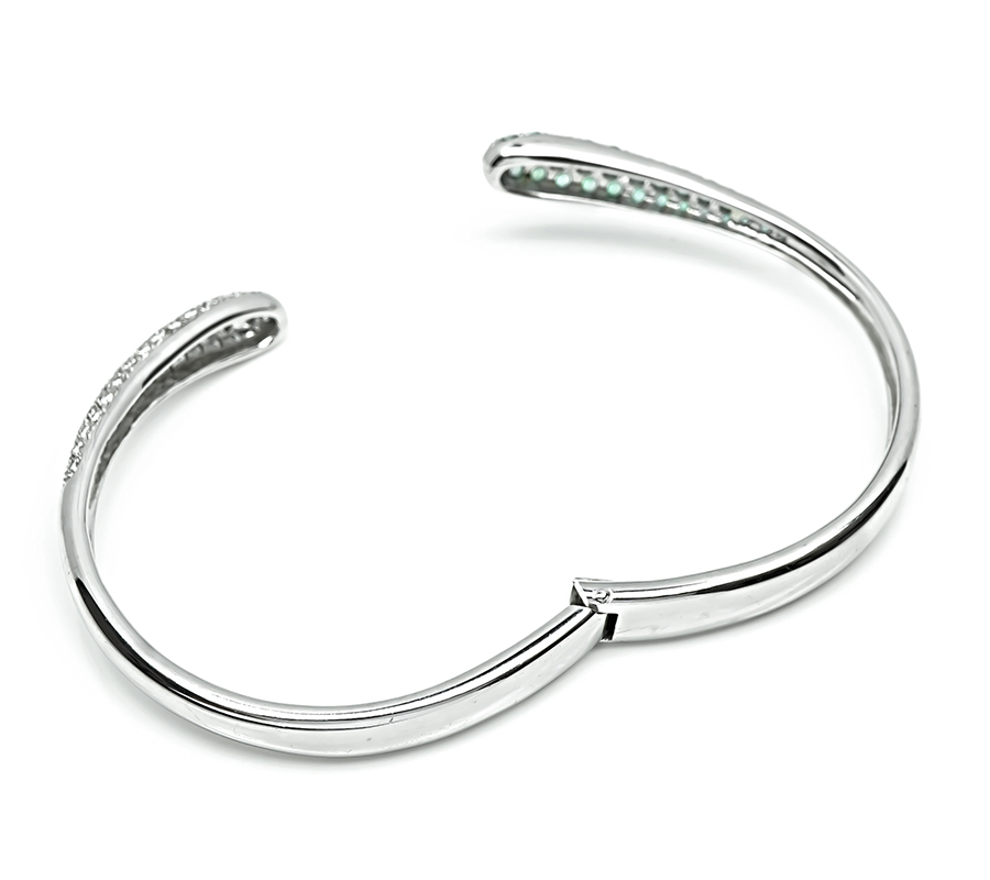 Estate 1.50ct Diamond Green Sapphire Gold Bangle