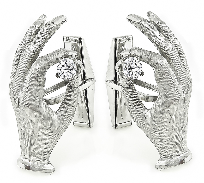 Estate 0.60ct Diamond Hand Cufflinks