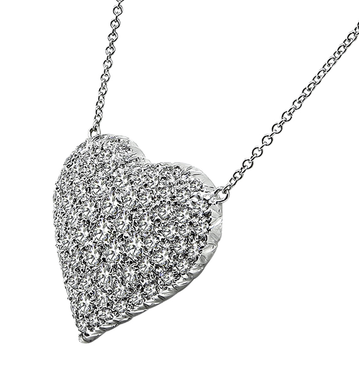 Estate 4.00ct Diamond Heart Pendant Necklace