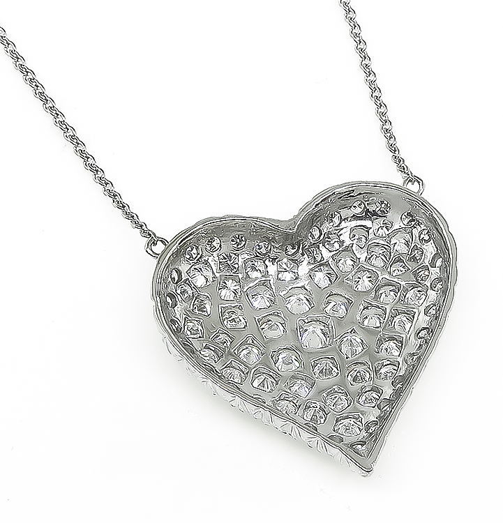 Estate 4.00ct Diamond Heart Pendant Necklace