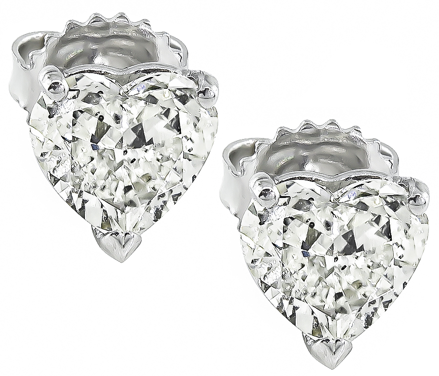 Estate 2.02ct Diamond Heart Stud Earrings