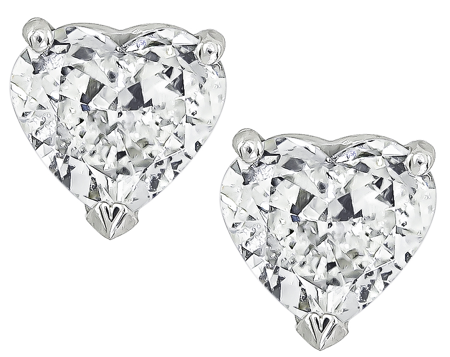 Estate 2.02ct Diamond Heart Stud Earrings