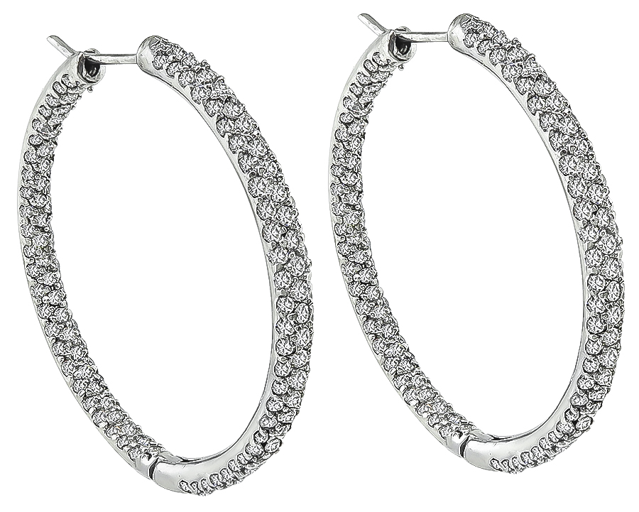 Estate 6.00ct Diamond Hoop Earrings