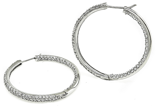 Estate 6.00ct Diamond Hoop Earrings