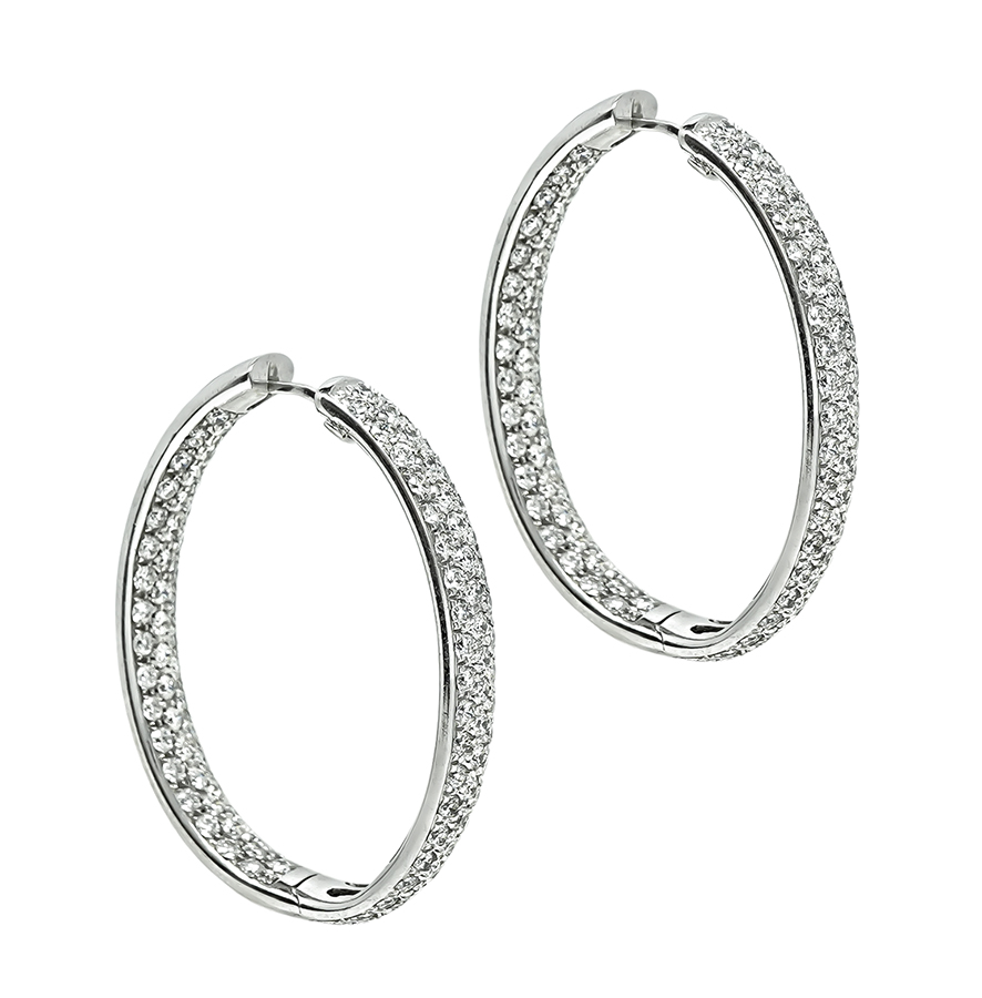 Estate 4.00ct Diamond Inside Out Hoop Earrings