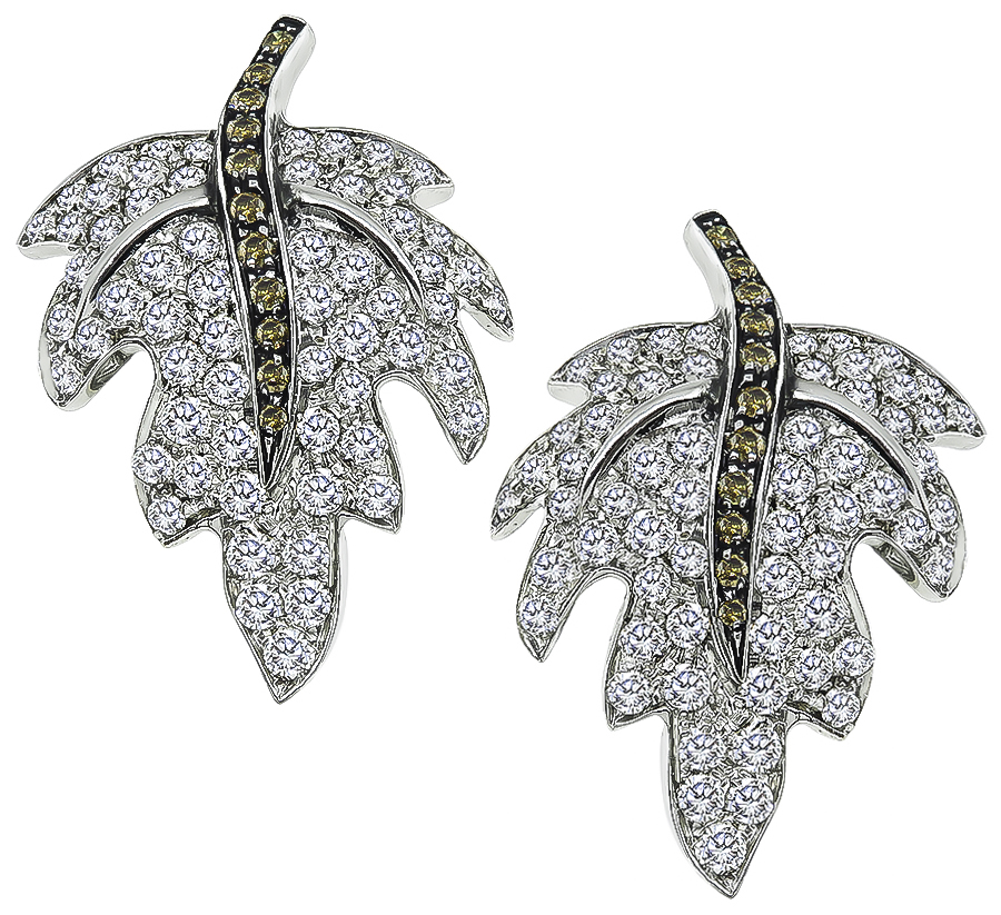 Estate 5.00ct Diamond Maple Earrings