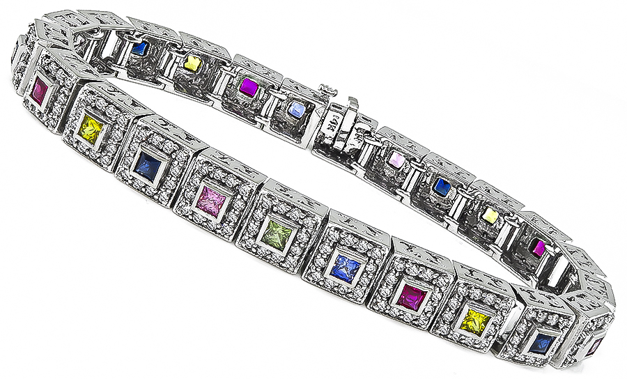 Estate 4.00ct Sapphire 1.60ct Multi-Colored Sapphire 0.32ct Ruby Bracelet