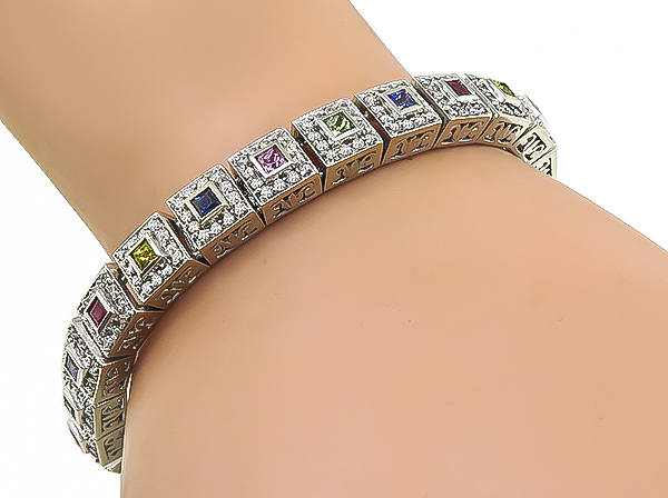 Estate 4.00ct Sapphire 1.60ct Multi-Colored Sapphire 0.32ct Ruby Bracelet