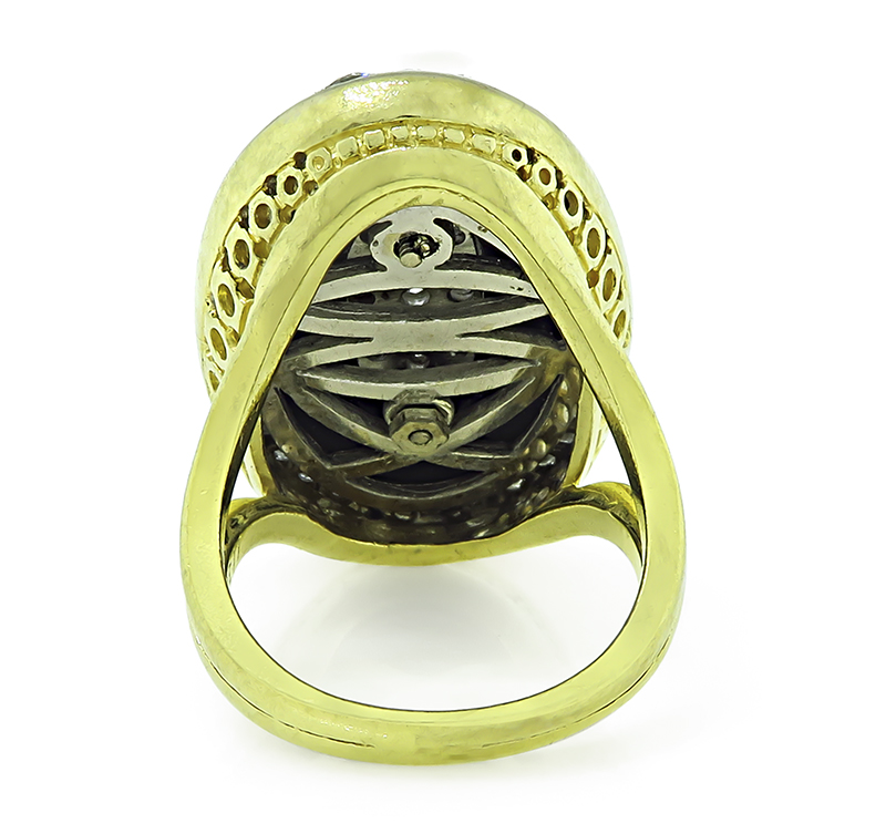 Vintage 1.50ct Diamond Onyx Gold Ring