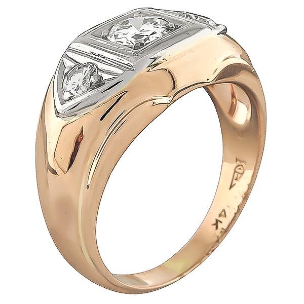 Estate 0.50ct Diamond Pink and White Gold Men's Ring