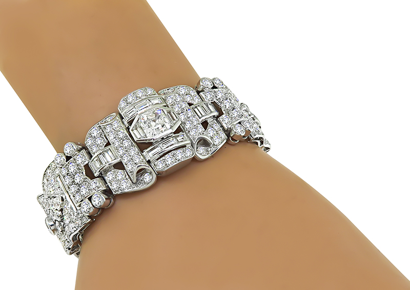 Estate 12.20ct Diamond Platinum Bracelet