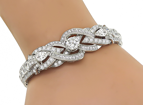 Estate GIA 0.97ct Center Diamond 6.13ct Diamond Bracelet