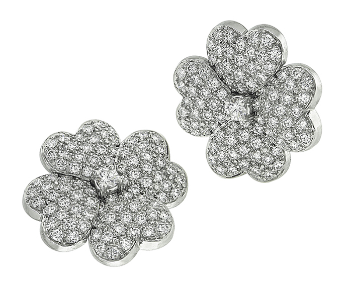 Estate 3.75ct Diamond Flower Earrings