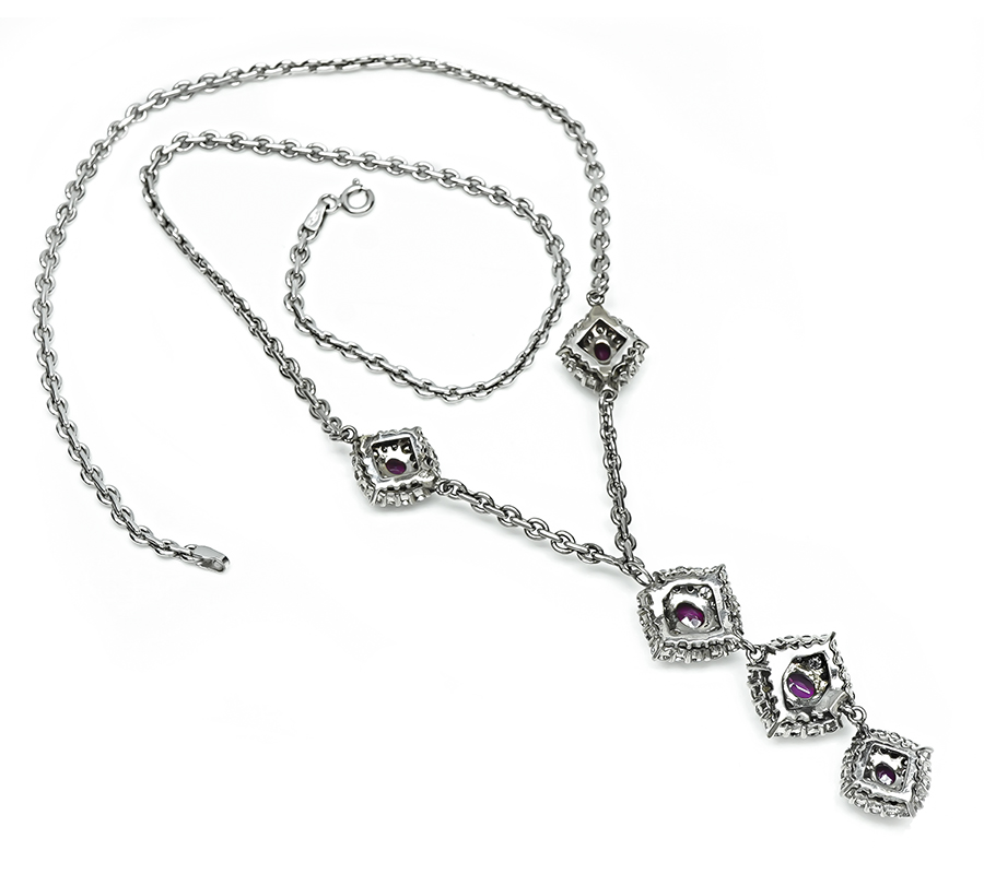 Estate 4.00ct Diamond 5.00ct Ruby Gold Necklace