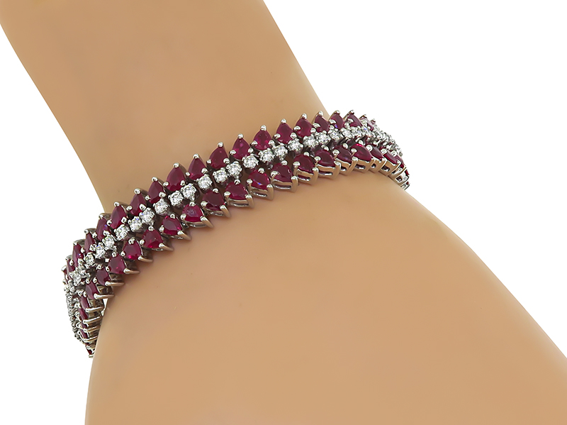 Estate 14.00ct Ruby 1.40ct Diamond Bracelet