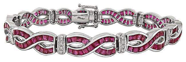 Estate 6.00ct Ruby 0.40ct Diamond Bracelet