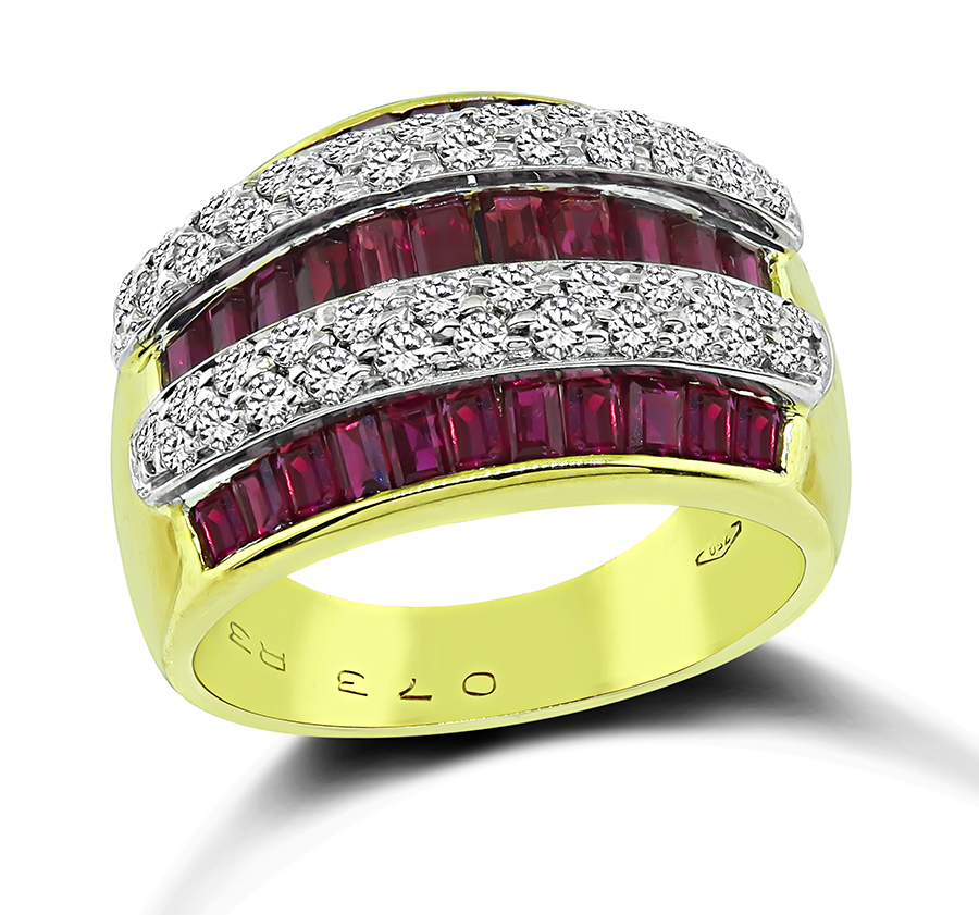 Estate 3.30ct Ruby 0.73ct Diamond Gold Ring