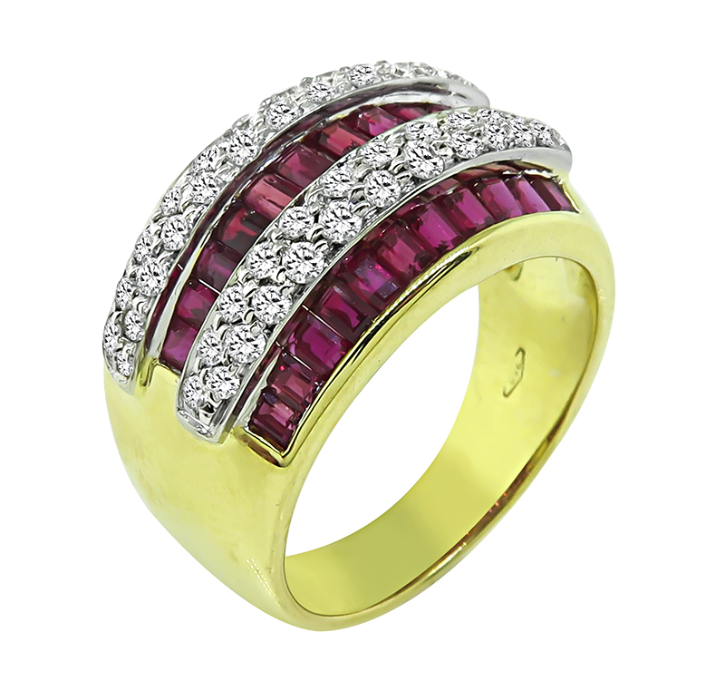 Estate 3.30ct Ruby 0.73ct Diamond Gold Ring