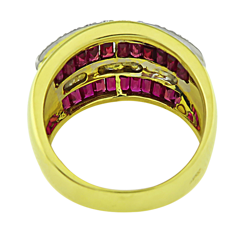 Estate 3.30ct Ruby 0.73ct Diamond Gold Ring