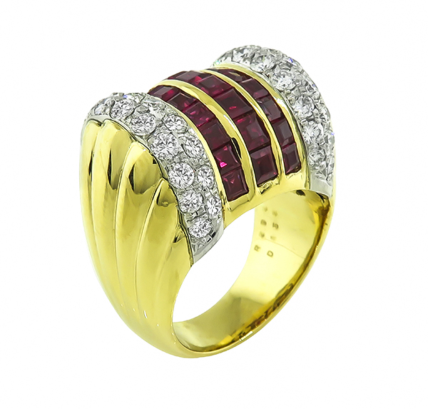 Estate 1.52ct Diamond 2.92ct Ruby Gold Ring