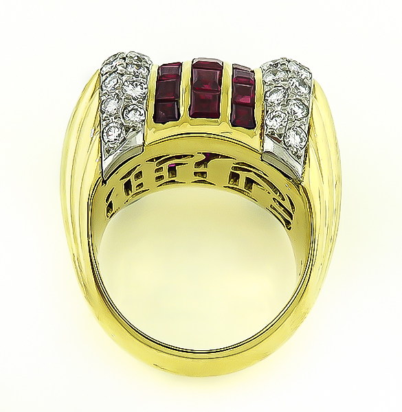 Estate 1.52ct Diamond 2.92ct Ruby Gold Ring