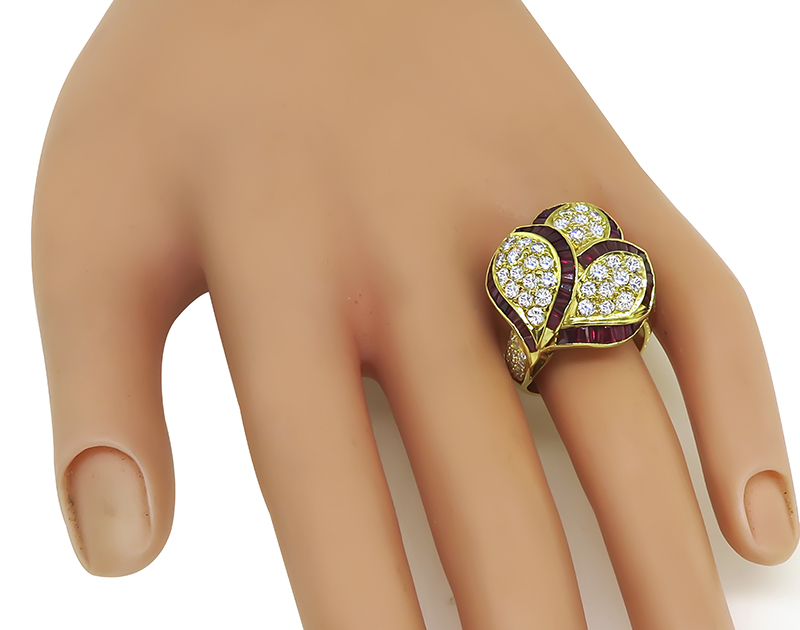 Estate 1.84ct Diamond 2.70ct Ruby Gold Ring