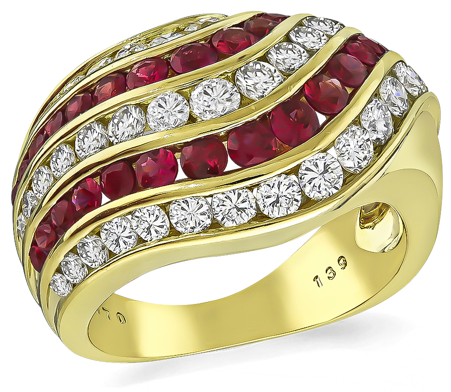 Estate 1.70ct Diamond 1.39ct Ruby Gold Ring